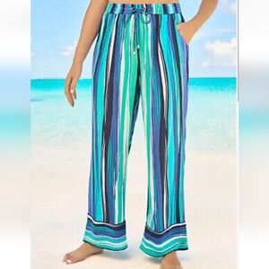 Swimsuits For All Wide Leg Pants Woman Plus 30W Spearmint Striped Beach